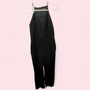 Express Black Lace Halter Jumpsuit